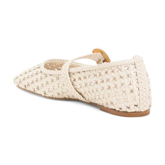 LARROUDE Made In Brazil Leather Verona Macrame Ballet Flats - Picture 2 of 3